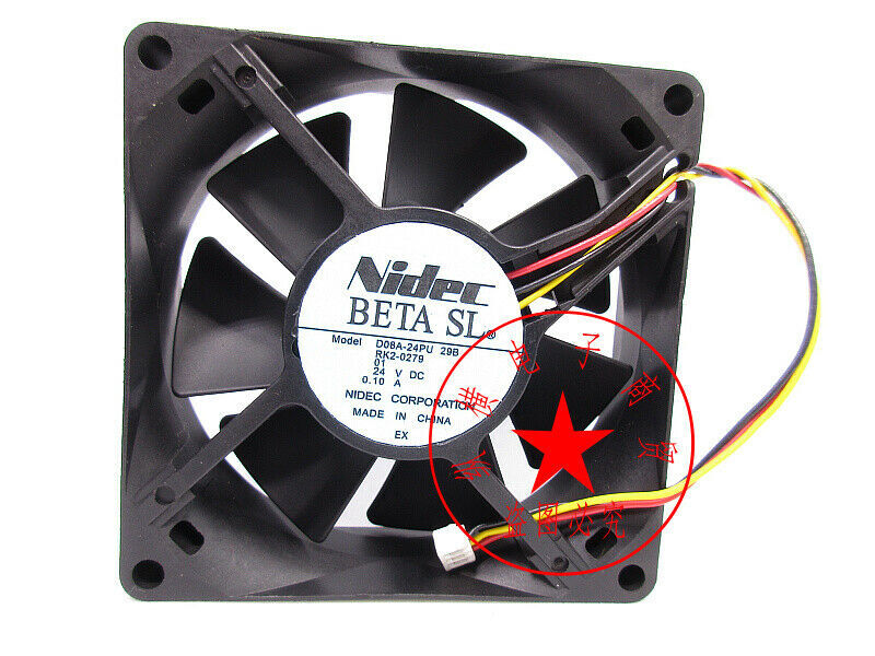 NIDEC D08A-24PU 29B 24V 0.10A 8CM 8025 3-wire cooling fan | eBay