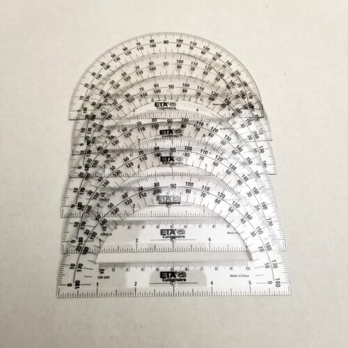 ETA Cuisenaire Protractors 6 Pack Clear Plastic 180 Degree Math Classroom Tool - Picture 2 of 4
