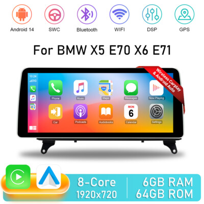 12.3'' Autoradio Carplay Android 14 64G GPS Android DSP Für BMW X5 E70 X6 E71 CIC