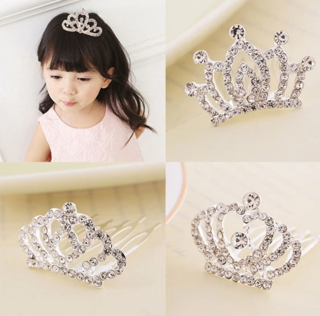 Minkissy 4pcs Crown Comb Hair Clips Medium Girl Hair Clips Combs For Kids Cute Tiaras Small Rhinestone Tiara Mini Rhinestone Mini Tiara Crowns For Little Girls Kids Party Headdress Silver | Best - View #5