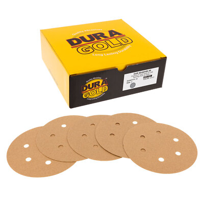80 Grit 6'' Gold Hook & Loop 6-Hole Sanding Discs for DA Sanders - Box of 50