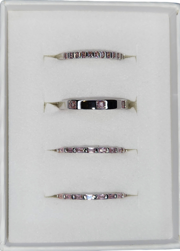 Bomb Party Luxe Bands RBP8714, Boss Up, Girlfriend, Sz 9-Rhodium Plat