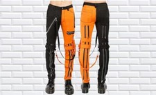 Men Gothic Jeans Punk Rock Pant Trouser Electro Bondage Rave Gothic Cyber Chain