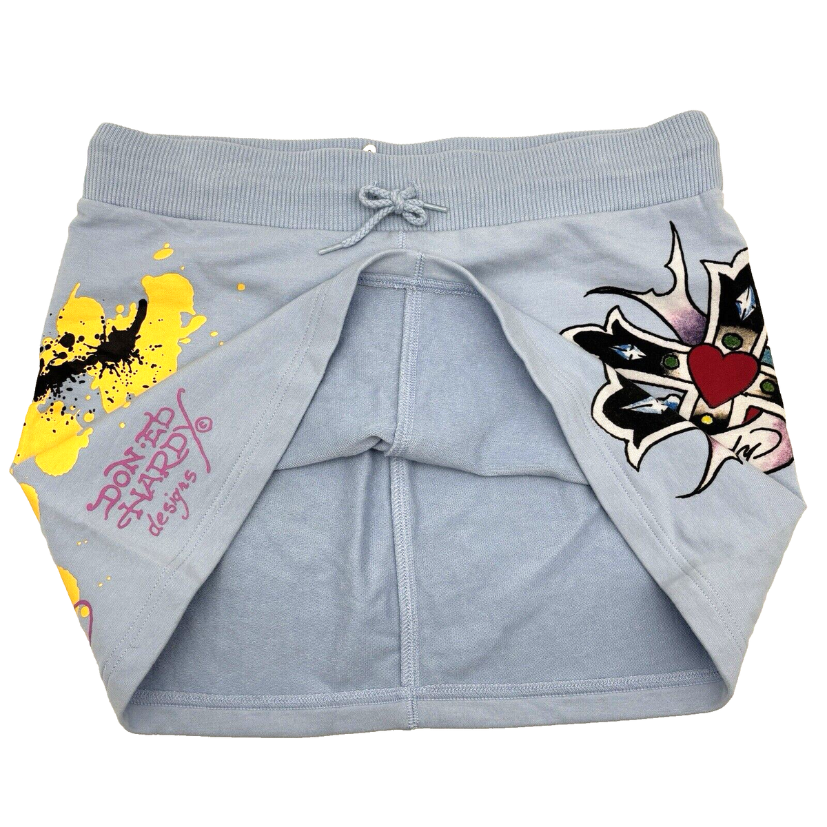 Vintage Y2K Ed Hardy Intimates Baby Blue Knit Cross Graphic