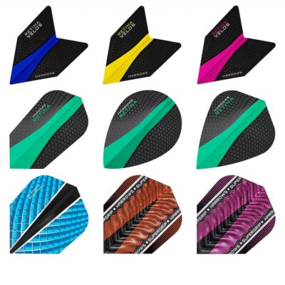     9x HARROWS Dart Flights Dartflights Velos Slim Standard Pear Kite Retina