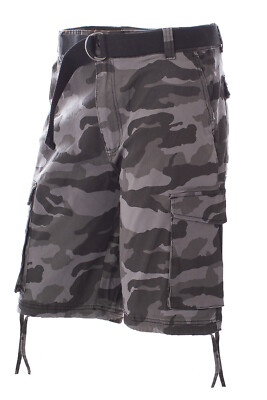 MEN'S TWILL STRETCH CAMO CARGO SHORTS *8 COLORS FREE BELT INCLUDED