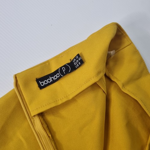 BooHoo Size UK 12 Petite Range Yellow Ruffle Front Tie Mini Skirt - Picture 6 of 8