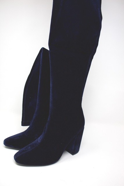 zara blue velvet boots