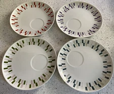 Vintage MCM Fine China of Japan 9 3/8” Snack Plate Set of 4 Different Colors