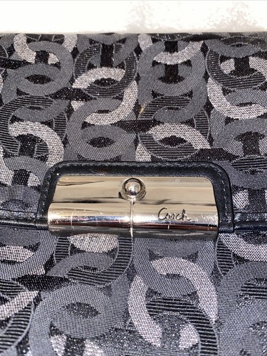 Authentic Coach Gunmetal Gray/Black Chain Link Lurex Fabric Bag Small Purse - Picture 2 of 7