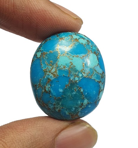 43.70 Ct Blue Copper Turquoise Oval Cabochon AAA Quality Loose Gems For Pendant - Picture 4 of 5