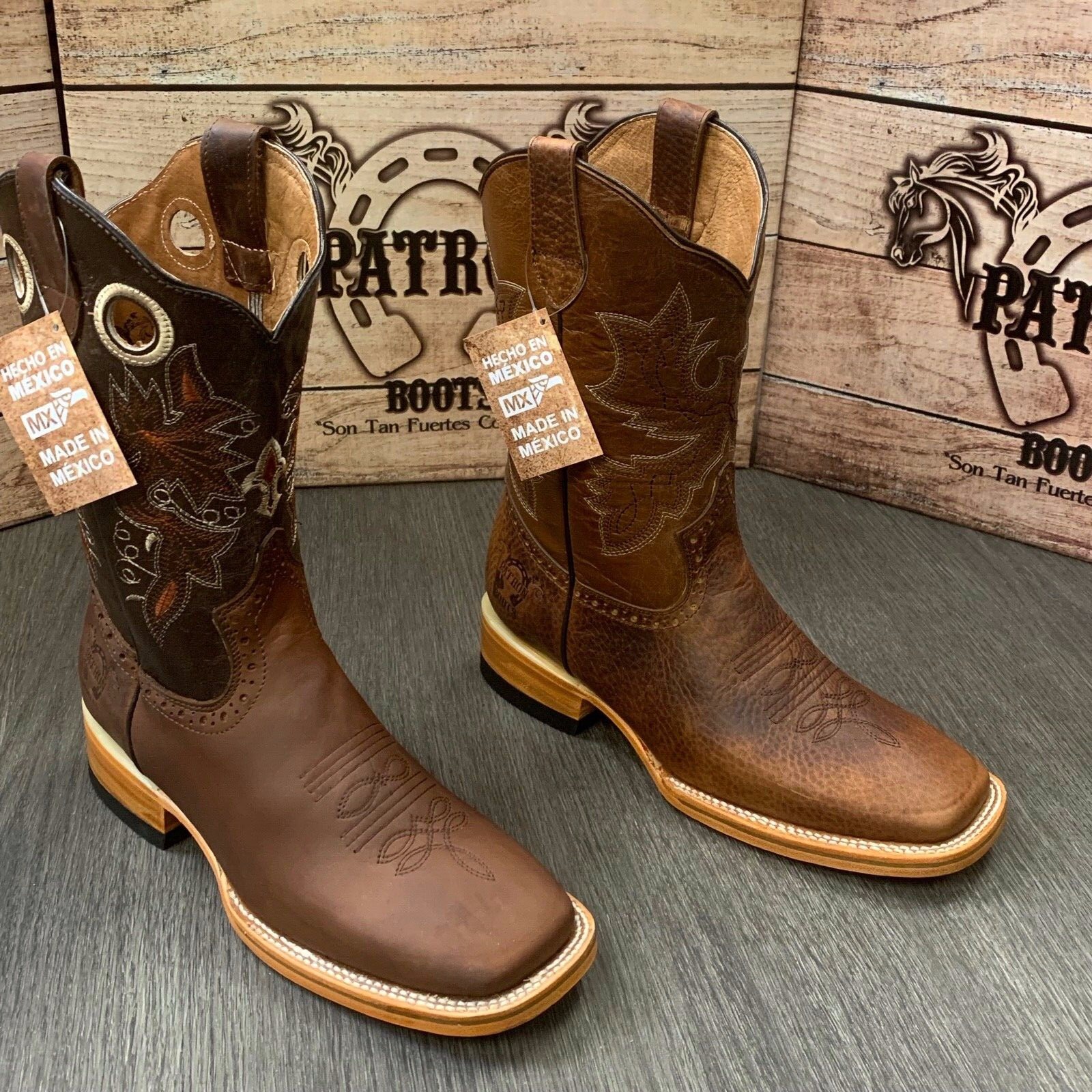 MEN'S RODEO COWBOY BOOTS PATRON BULL DOG TOE LEATHER SOLES COWHIDE MODEL #710