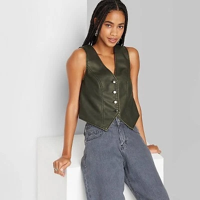 Womens faux top leather vest