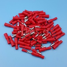 100Pcs Red Insulated Bullet Butt Male and Female 22-16 AWG Wire Crimp Terminals