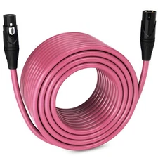 LyxPro Microphone 250 feet XLR Cable, Male to Female, 3 Pin Mic Cable, Pink