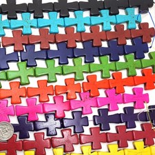 Large Cross Bead Howlite Turquoise 50mm Purple Black White Orange Sold by pcs