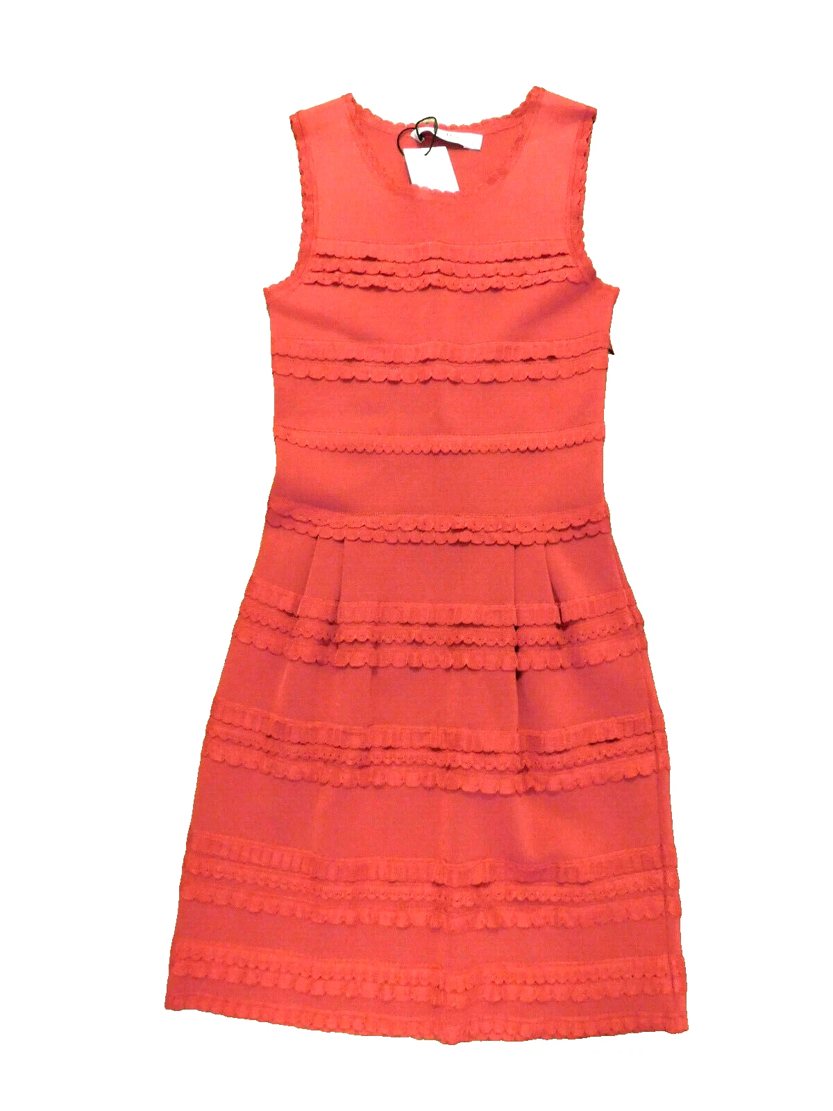 Abito smanicato Christian Dior rosa fucsia lampone maglia pizzo frange tg 38 6