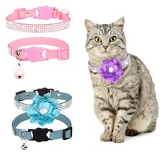 Adjustable Pet Necklace Puppy Rhinestone Breakaway Cats Cat Collar Soft Suede