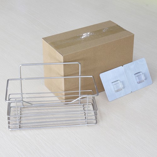 Stainless Steel Kitchen Bathroom Storage Organizer Self Adhesive Shower Caddy - Picture 7 of 9