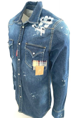camicia jeans uomo dsquared2 S74DM0159 SCONTO 55% su listino di € 480,00 |  eBay