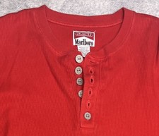 90s Marlboro Cowboy Shirt Henley  Made In USA...