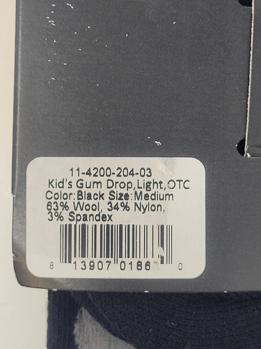 Point6 Merino Wool Kid Light Over the Calf Socks Size Medium 12T-1.5 Gumdrop BLK - Picture 4 of 4