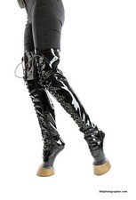 Pony High Heels Overknees schwarz gold Gr 36-46 NEU von Kassiopeya Pet Play