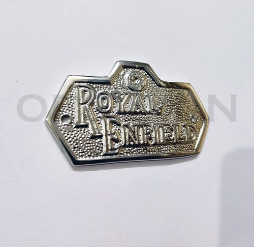 Vintage Customized Brass Chrome Finish Royal Enfield Rear Mudguard Badge Emblem - Bild 2 von 3