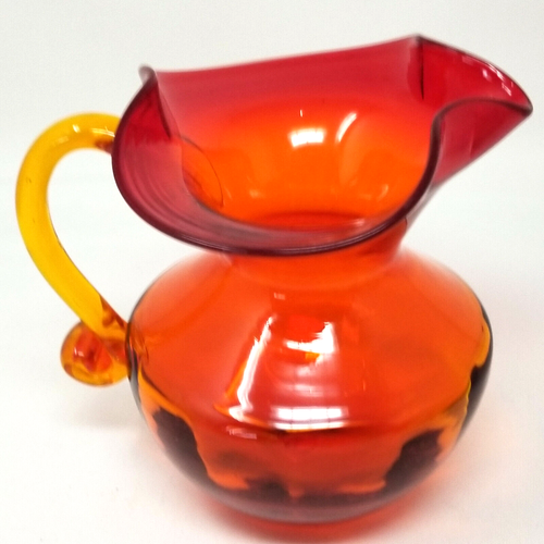Vintage mundgeblasenes Glas Rubinrot Glas Krug Bernstein Griff - Eislippe 5 1/2" - Bild 6 von 10