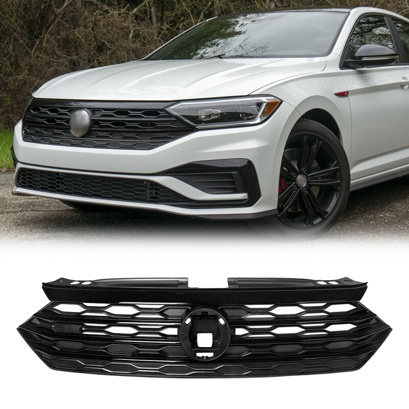For 2019 20 2021 Volkswagen VW Jetta MK7 Front Bumper Grille Glossy Black Grill