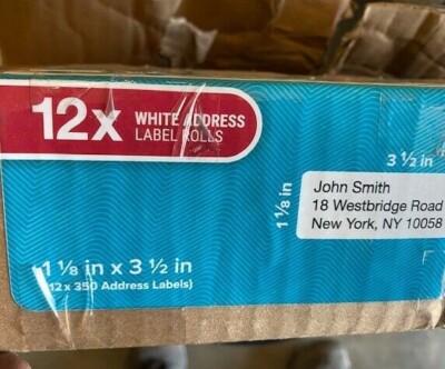 (10 Rolls) Dymo Labels LabelWriter 3-1/2''Wx1-1/8''H  White 2050768 