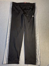Adidas Clima Proof Size Large 14/16 Boy Track Pants 3 Stripes Black