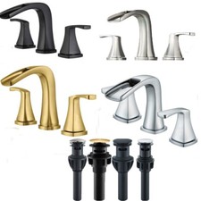 8'' Widespread Waterfall Bathroom Sink Faucet 3 Holes Vanity Mixer Tap W/Drain