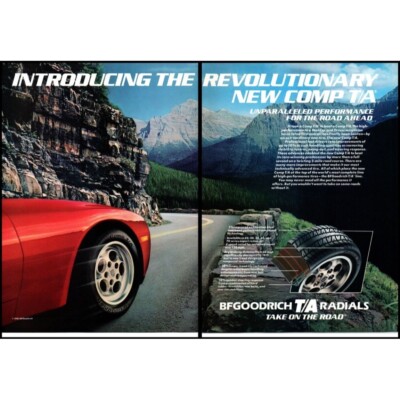 1985 BF Goodrich Comp TA Tires Porche 928 2 Page Vintage Print Ad