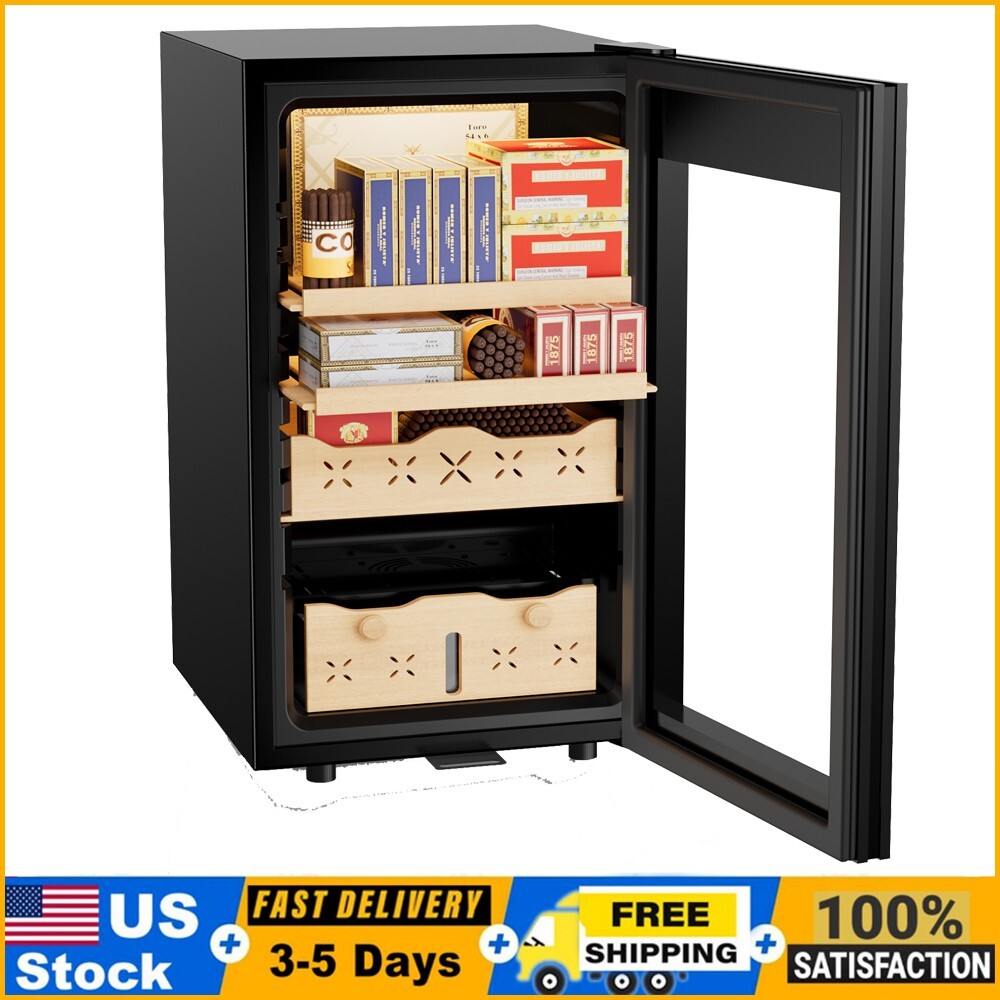 65L Electric Humidor, 500 Counts Cigar Humidor Cabinet with Cooling Temperature