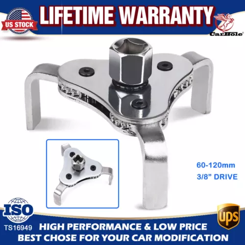 63-120mm Adjustable 3 Claw 2 Way Oil Filter Wrench Universal Remover Socket Kit