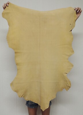 LG BRAINTAN BUCKSKIN Leather Hide for Clothing Bags Native Craft Regalia Laces