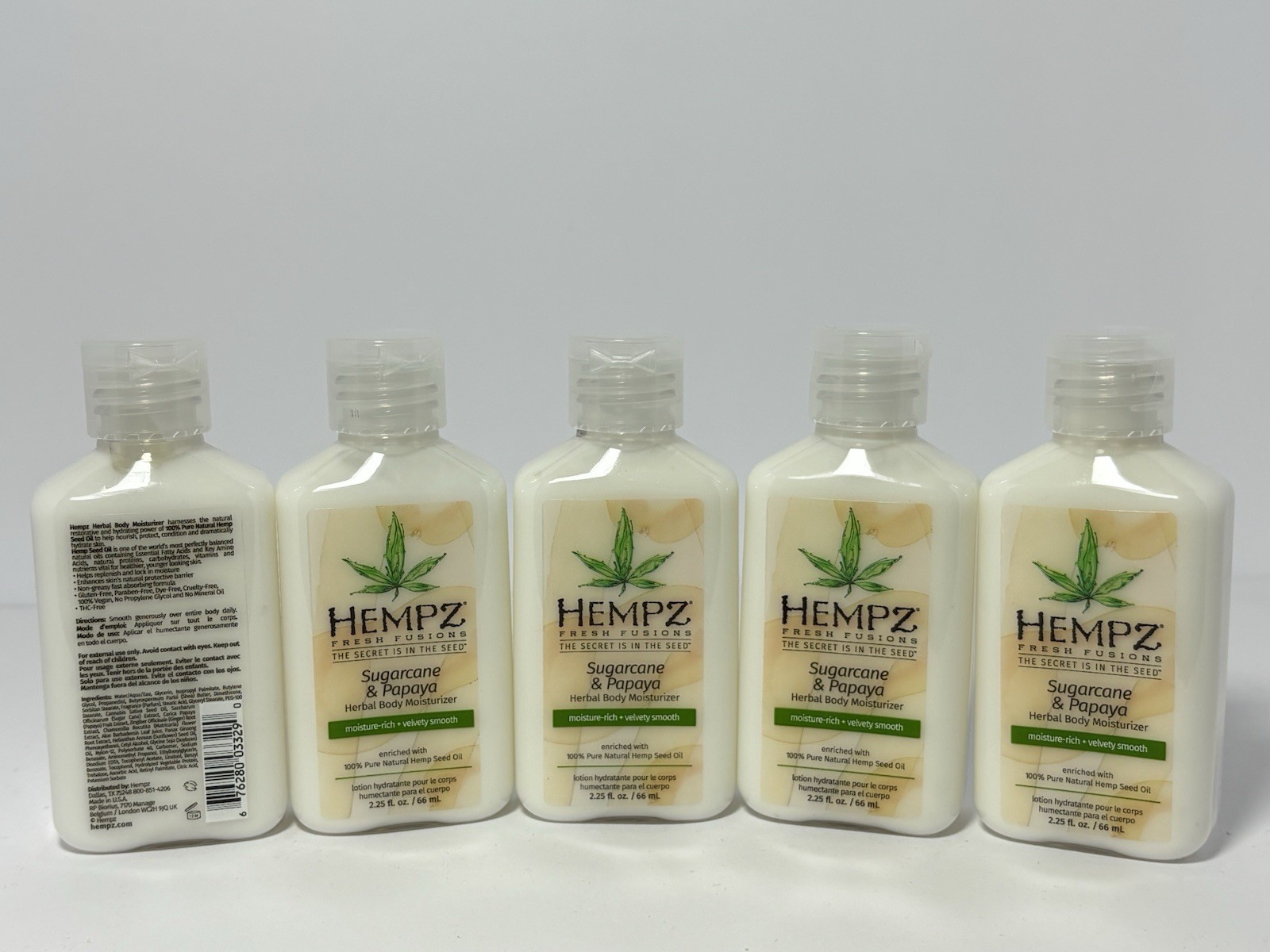 5 Pack Hemp Herbal Body Moisturizer 2.25 Oz Travel Size.