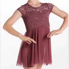 WEISSMAN Dance Costume mauve lace IDK You Yet 13407 MC-Medium child 10-12