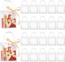 50 Clear Plastic Gift Bags with Handles Tags  Ribbons Party Favor Bags