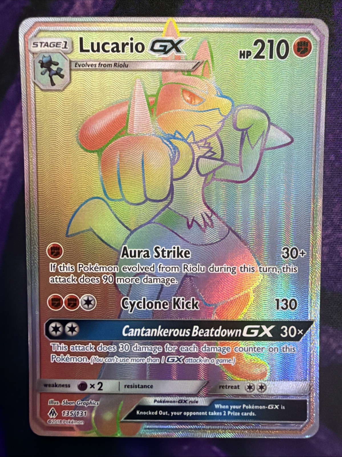 Lucario GX (Secret) 135/131 Sm-Forbidden Light Holo (LP)