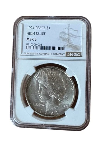 1921 High Relief Peace Dollar $1 MS 63 NGC