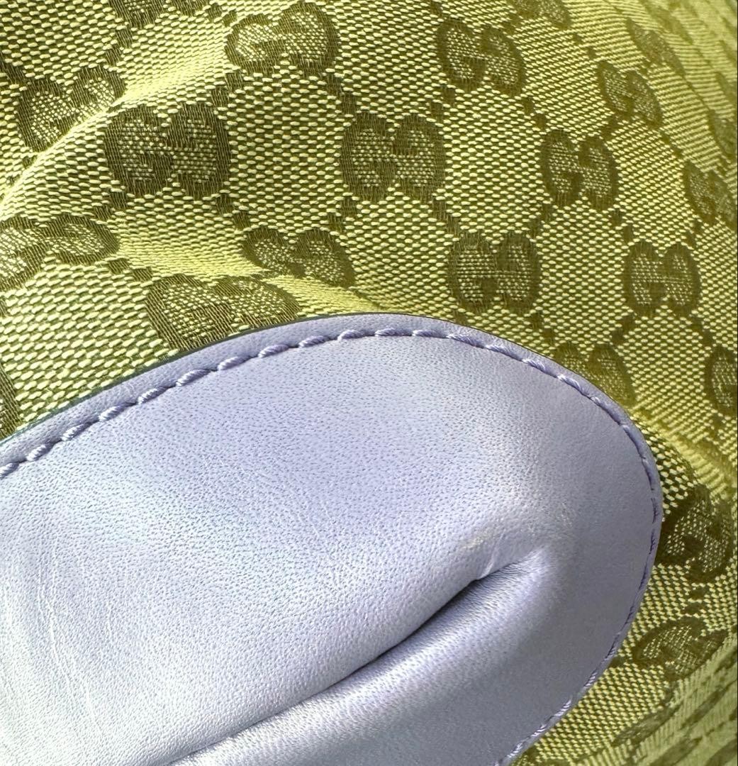 GUCCI GG Canvas Leather Tote Bag Purple with Pouch, Used, Slight Wear thumbnail 11