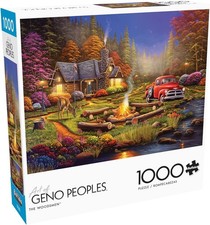 1000 Piece Jigsaw Puzzle - Autumn Evening Cabin in The Woods Landscape