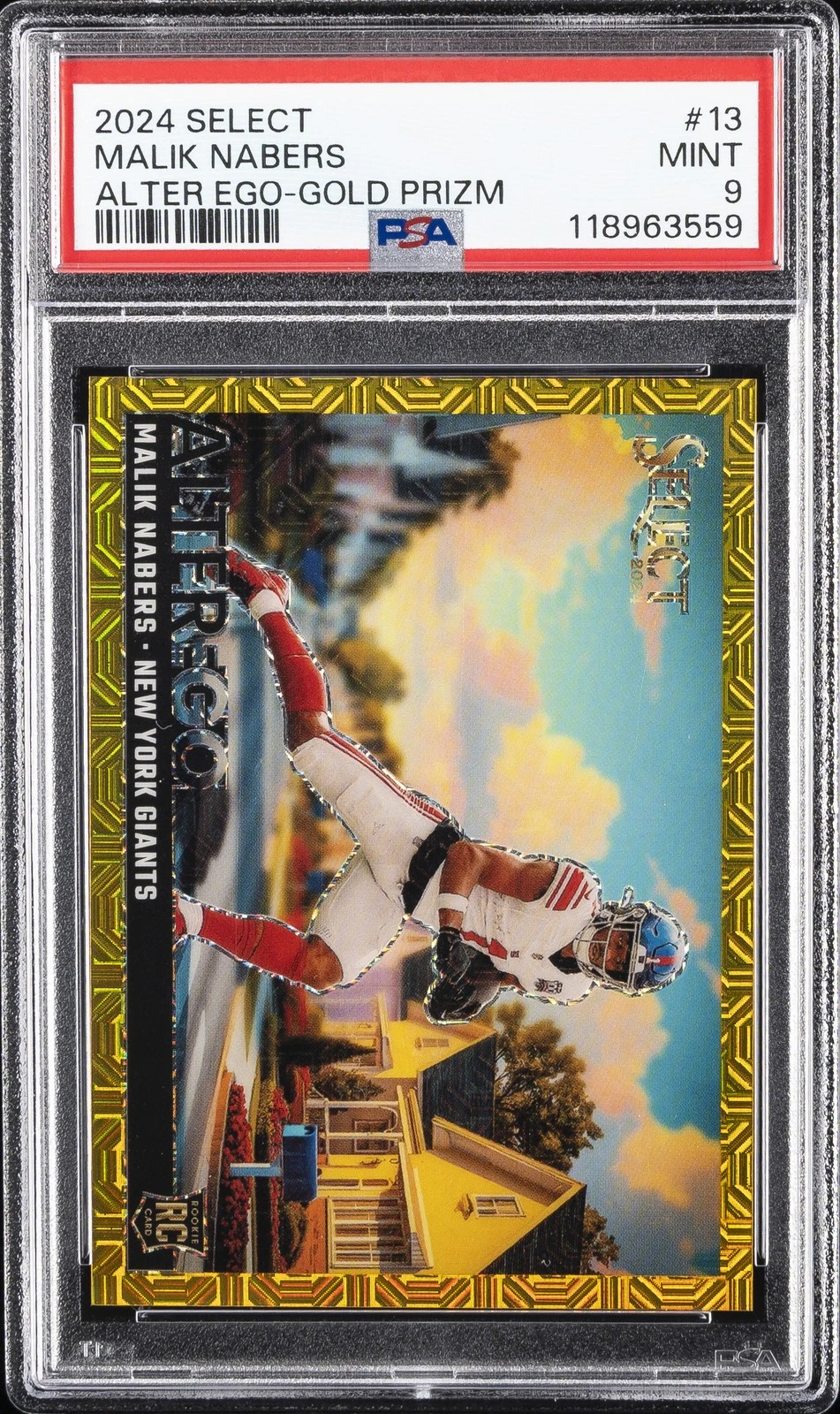 Malik Nabers Panini Select Alter Ego #13 Gold Prizm