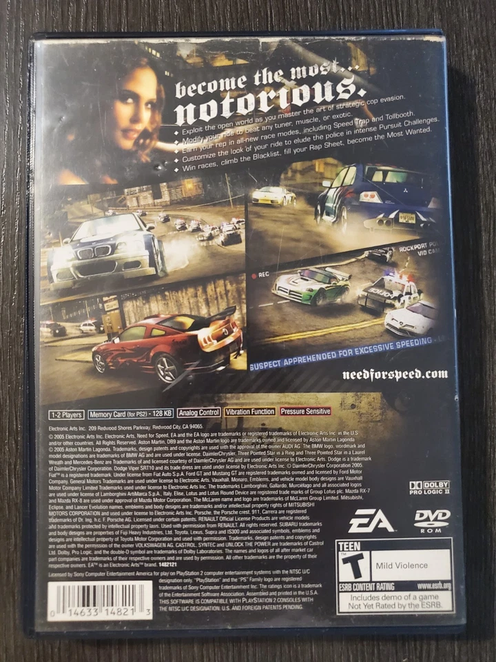 Need for Speed Most Wanted (PlayStation 2 PS2) CIB, Tested Fr Manual CD Like New - Image 2 of 3