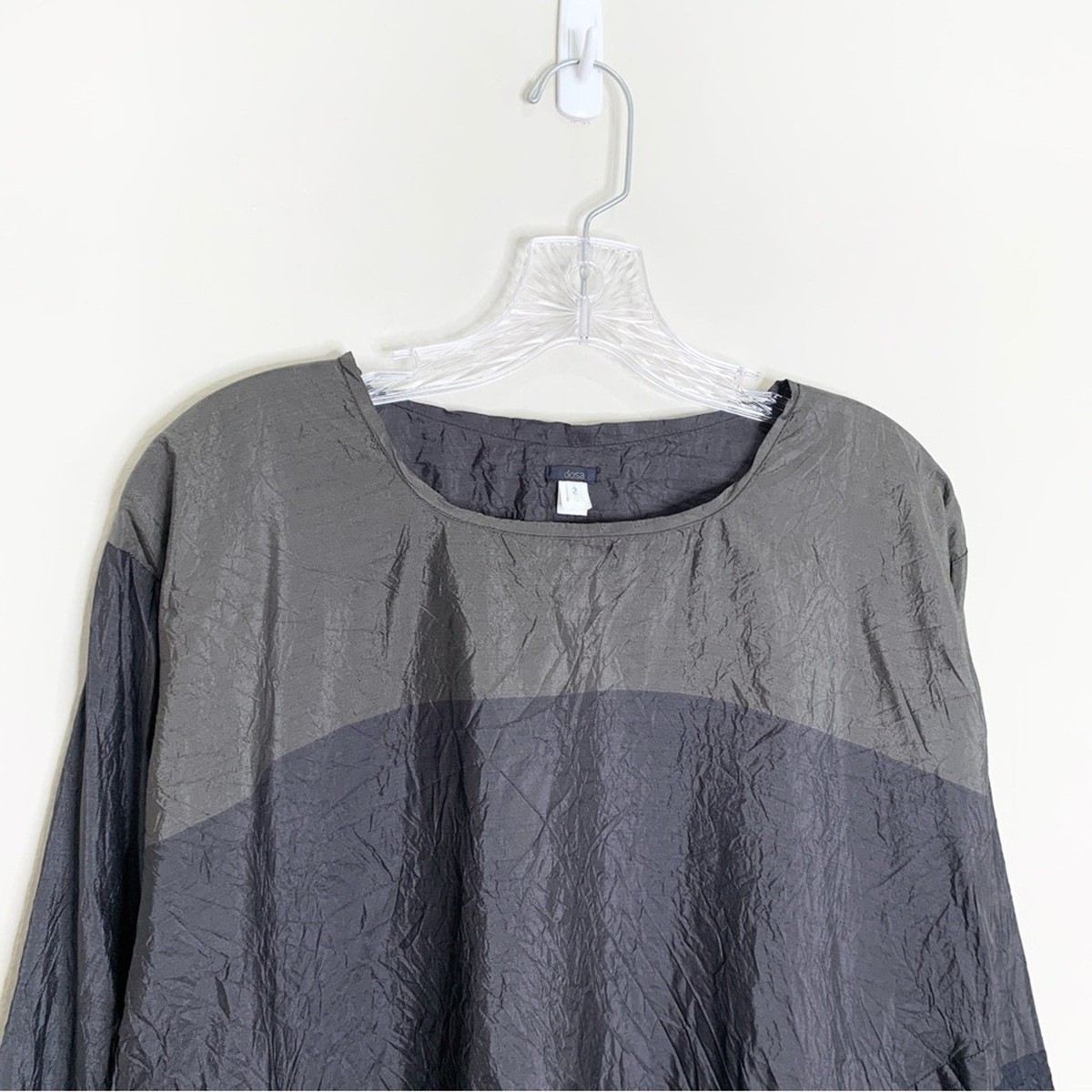 Dosa Tunisian Top (Sz 2 = S/M) Crinkled 100% Silk Long Sleeve