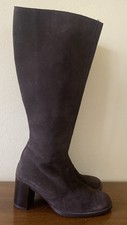 Vintage American Eagles Brown Suede Knee High Boots Side Zip Women's Size6 Italy
