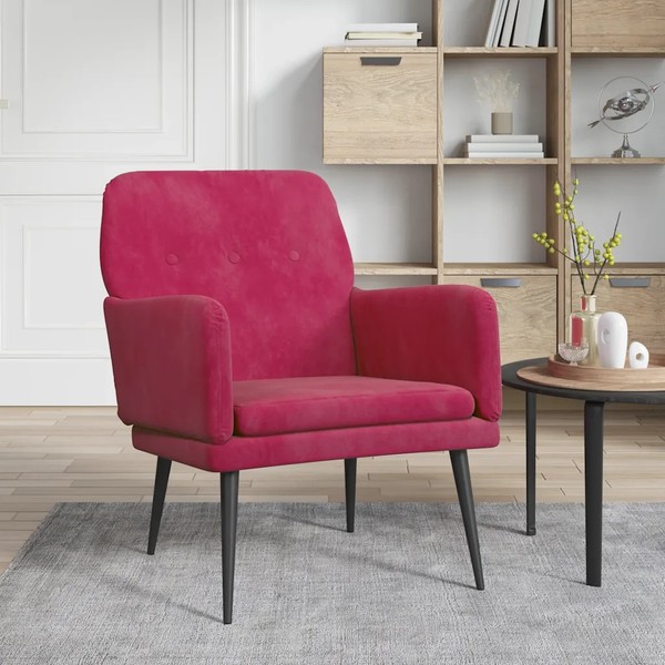 Sessel Weinrot Samt 62X79X79 Cm Polstersessel Wohnzimmer Lesesessel-image