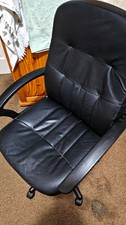Black Faux Leather High Back Swivel Executive Office Chair, Armrests & Castors